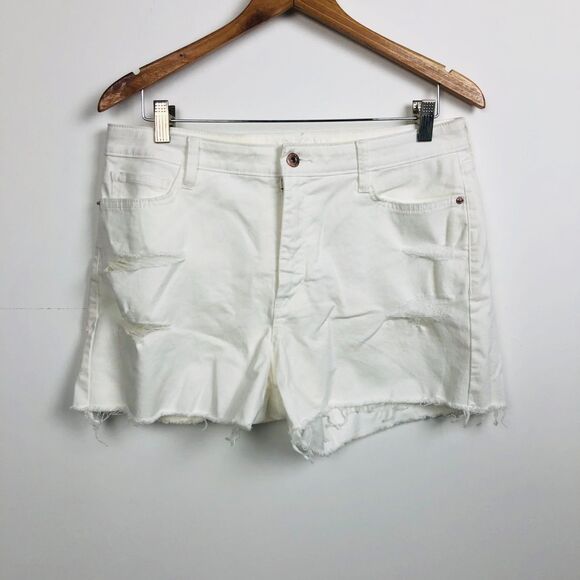 Arizona Jeans Juniors Girls White Cut Off Distressed Denim Shorts Size 15 - Picture 1 of 5